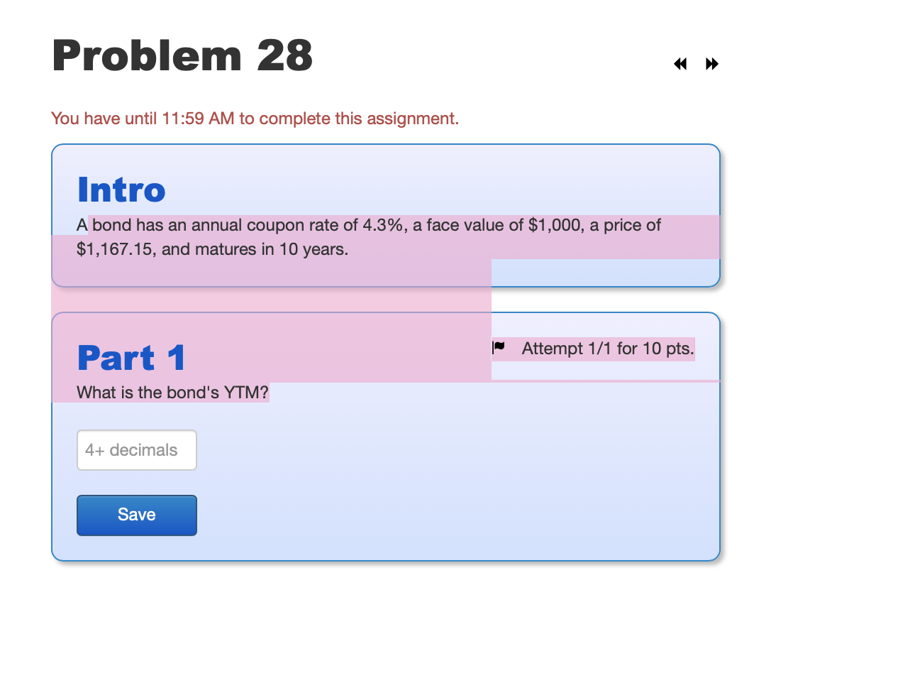  Problem 28 You have until 11:59 AM to complete this assignment.