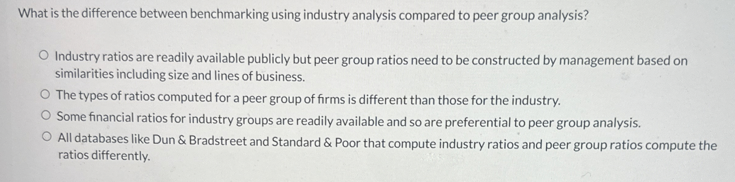  What is the difference between benchmarking using industry analysis compared to