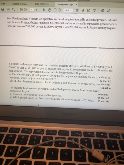  Please show all workings and formulats used, do not use excel