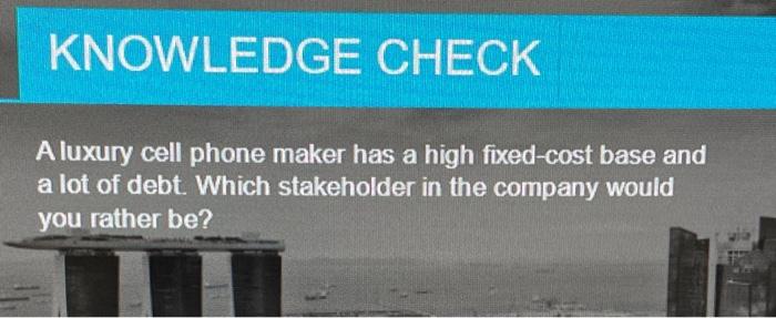  KNOWLEDGE CHECK A luxury cell phone maker has a high fixed-cost