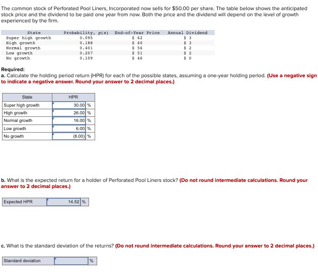  A and B is correct. I need help solving c. The