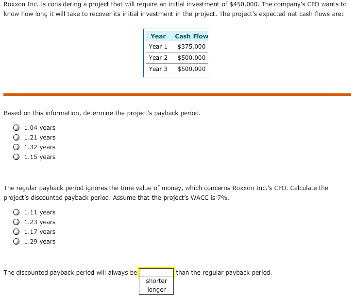Roxxon Inc. is considering a project that will require an initial