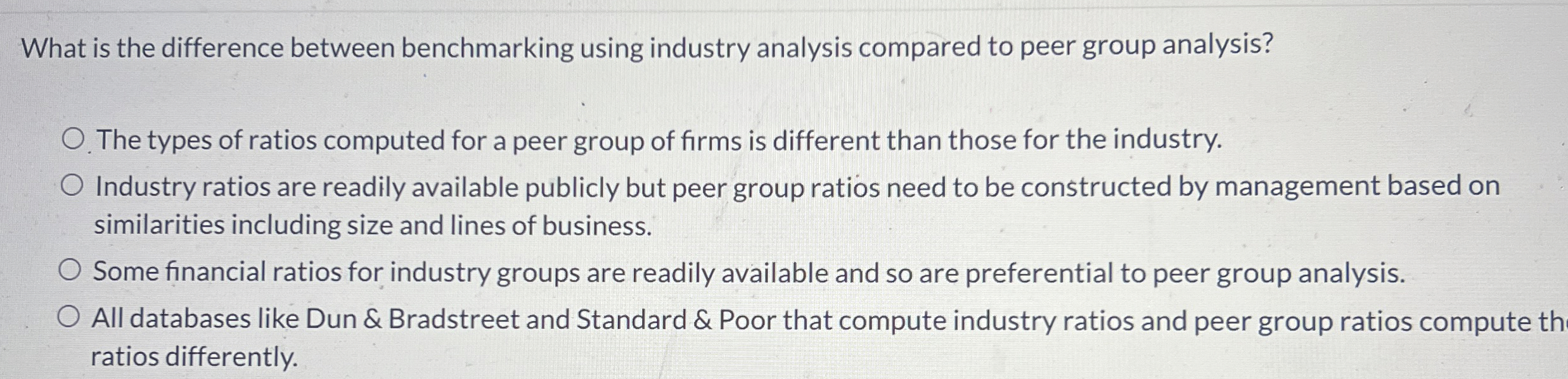  What is the difference between benchmarking using industry analysis compared to