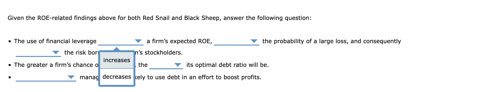 shareholder returns, but leverage also increases the risk that shareholders bear. Consider