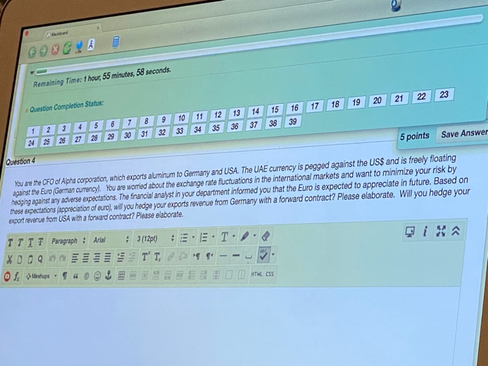  Remaining Time: 1 hour 55 minutes, 58 seconds. Question Completion Status: