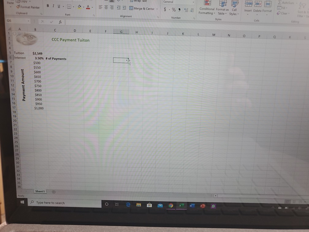 1. Create a NPER function for column C that calculates how many