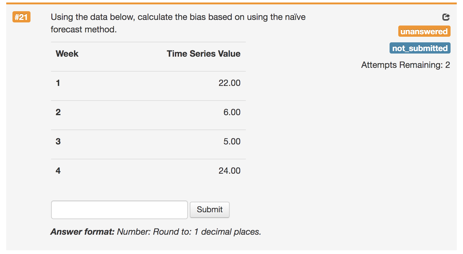#21 Using the data below, calculate the bias based on using