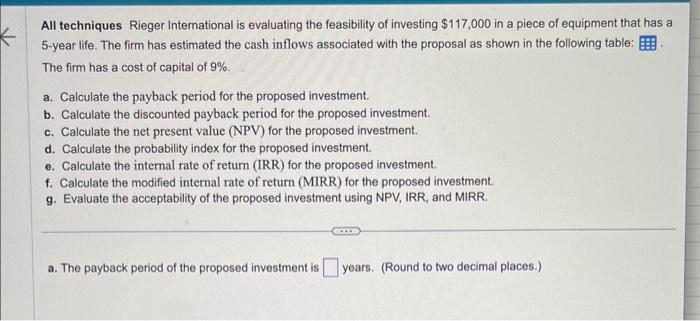  please help me with this! All techniques Rieger International is evaluating