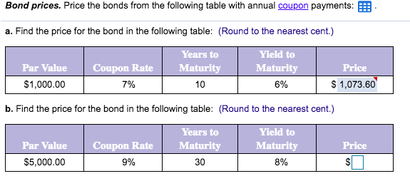 could someone try to solve using excel functions? Bond prices. Price