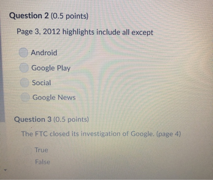  Question 2 (0.5 points) Page 3, 2012 highlights include all except
