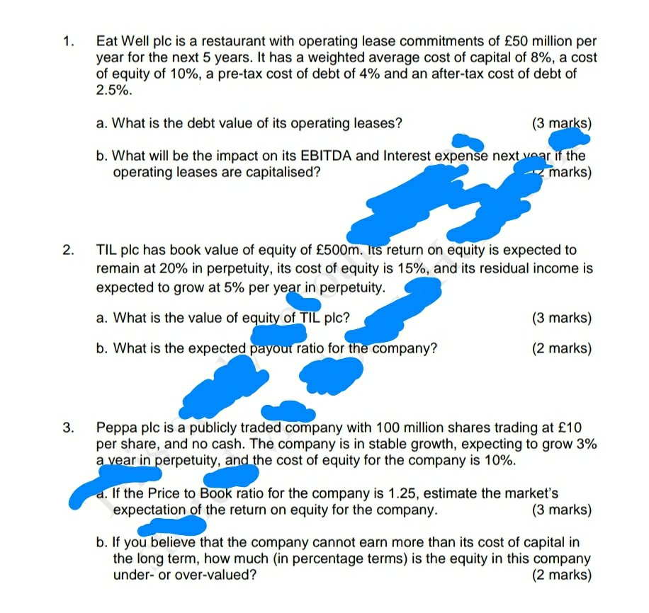 Eat Well plc is a restaurant with operating lease commitments of