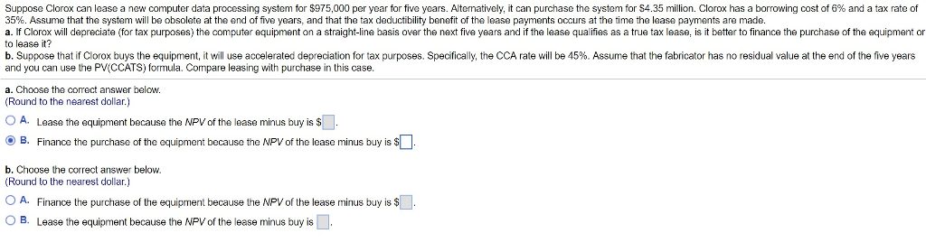  Suppose Corox can lease a new computer data processing system for