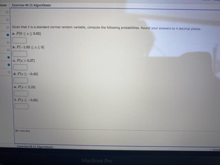  tions Exercise 06.12 Algorithmic Given that is a standard normal random