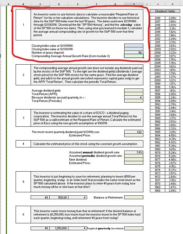 Please answer question 1 with specific formulas for each cell :) A