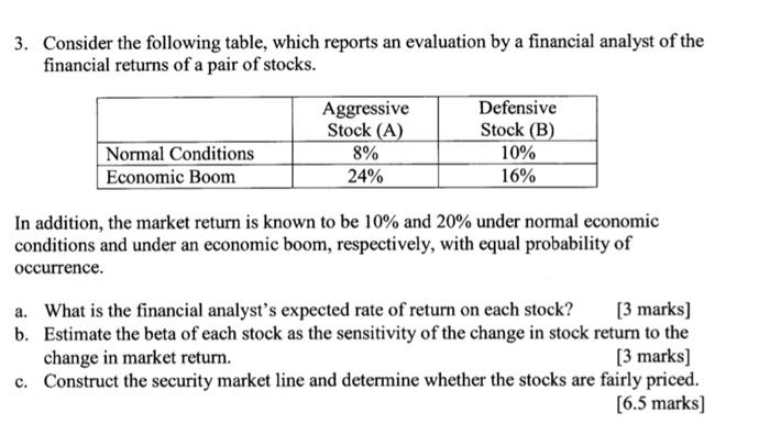  3. Consider the following table, which reports an evaluation by a