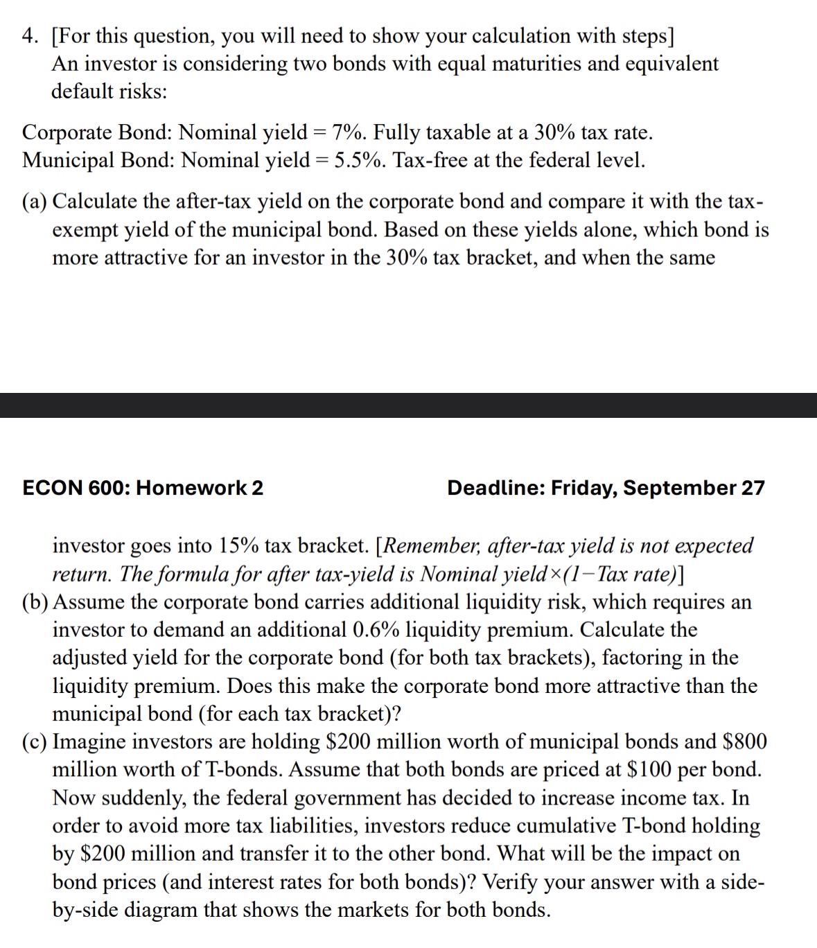  [For this question, you will need to show your calculation with