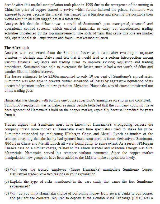 Study: Sumitomo Derivatives Losses Background of the case This article explains the