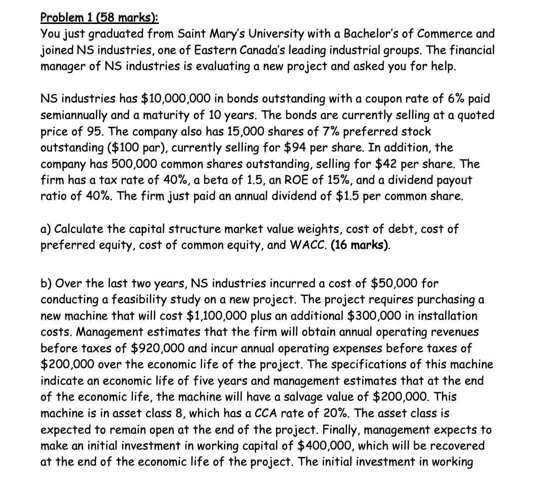 *Please answer full part of Problem 1* Without using excel Problem 1