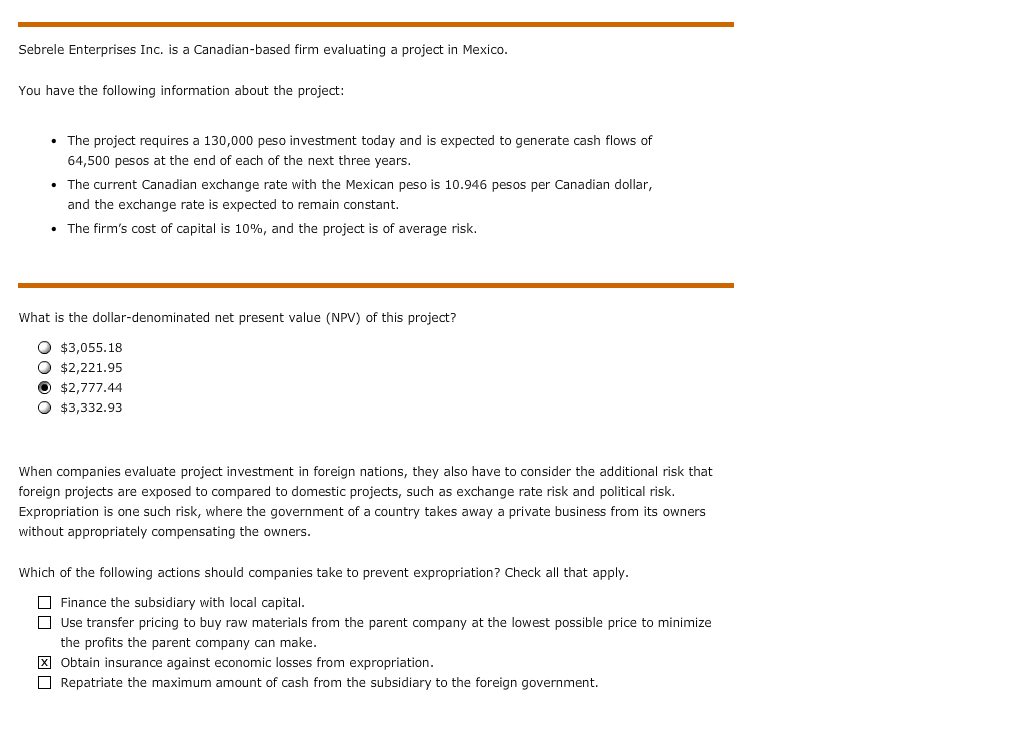 Anyone know what the answer is to the bottom question? Sebrele Enterprises