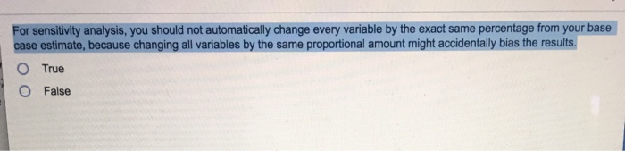 in bold, may not be. Choose true or false: According to the