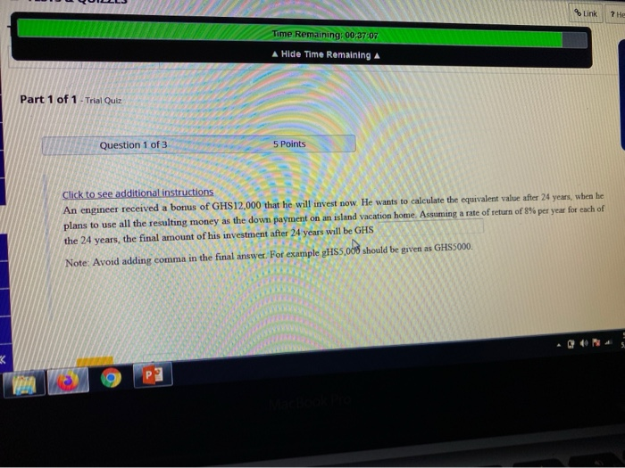  % Link 7 He Time Remaining: 00:37O7 A Hide Time Remaining