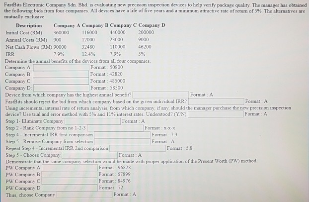 FastBits Electronic Company Sdn. Bhd. is evaluating new precision inspection devices