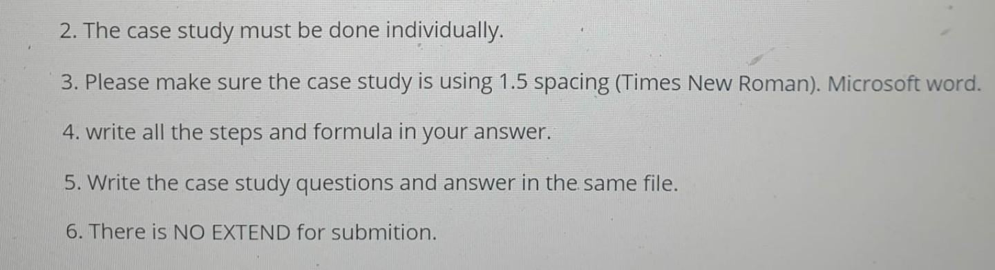 is how I have to answer them. Please solve this case study