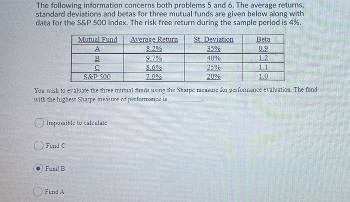 need the answer The following information concerns both problems 5 and 6.