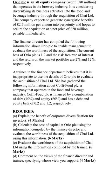 ANSWER ASAP IT IS AN EXAM AND THE TIME IS LESS Orio