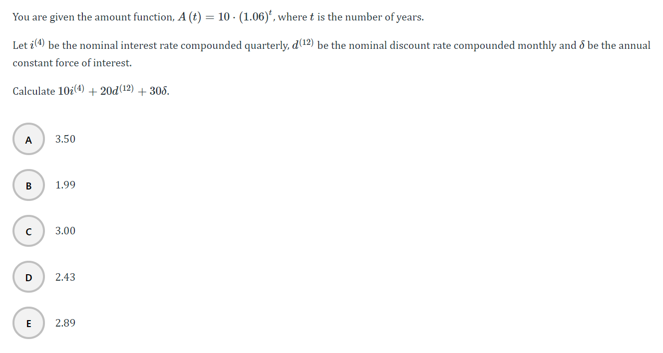 be the annual effective interest rate, d be the annual effective discount