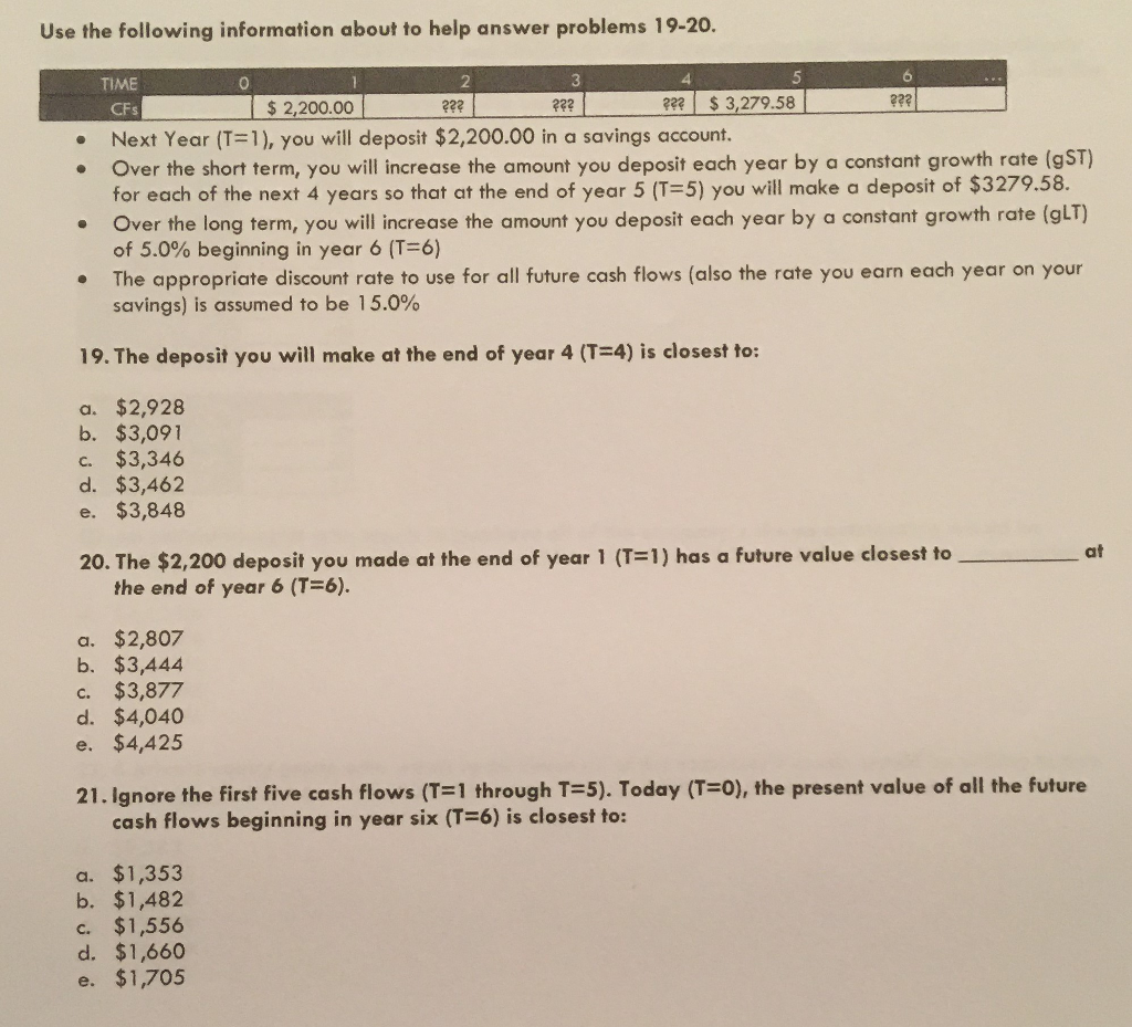 Use the following information about to help answer problems 19-20 TIME