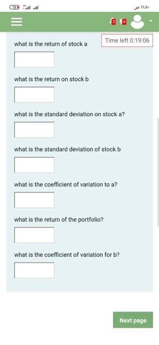 : . : Chapters 7,10,11,&1... ite.birzeit.edu III state Time left 0:19:08 probability
