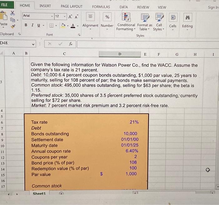 please assist with the three empty fields. Given the following information for