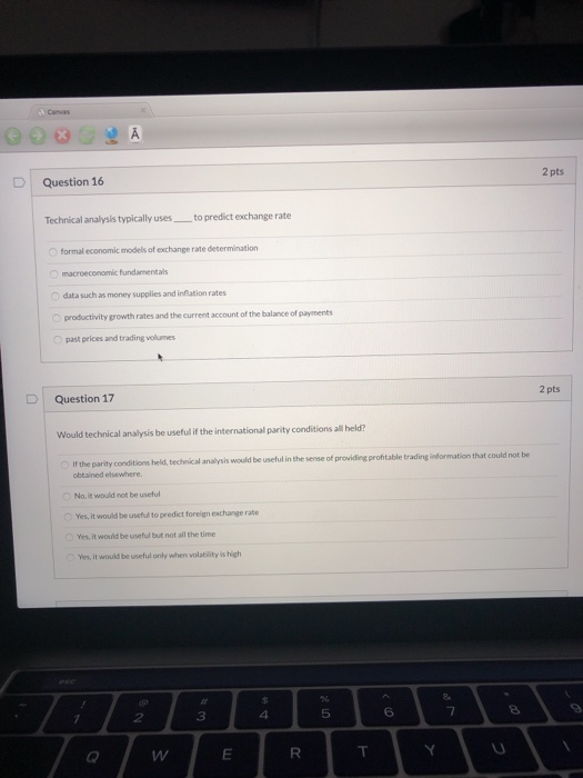  Question 16 2 pts Technical analysis typically uses _to predict exchange