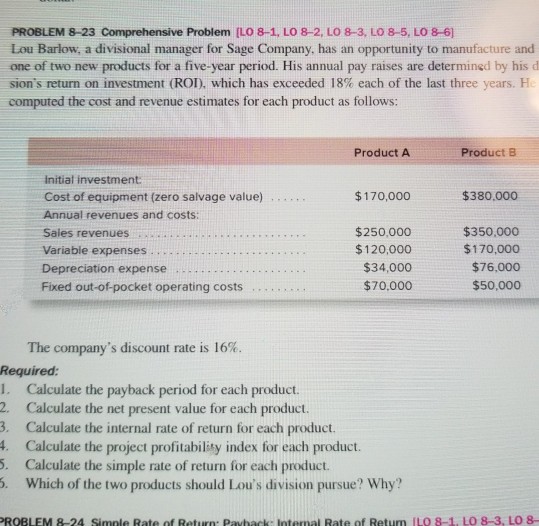  I'm having a hard time understanding2-5 PROBLEM 8-23 Comprehensive Problem [LO