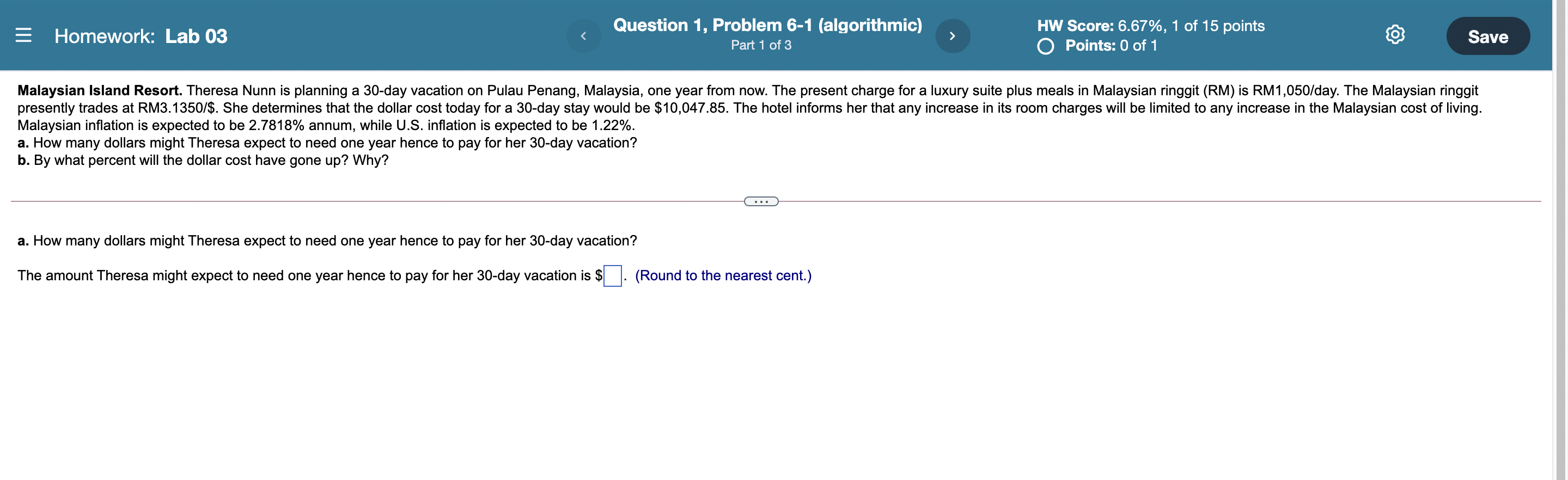 Homework: Lab 03 Question 1, Problem 6-1 (algorithmic) Part 1 of