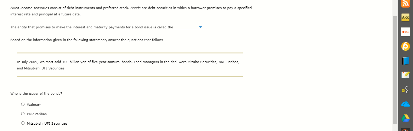 paid a dividend yet? No Yes 2. What type of bonds are