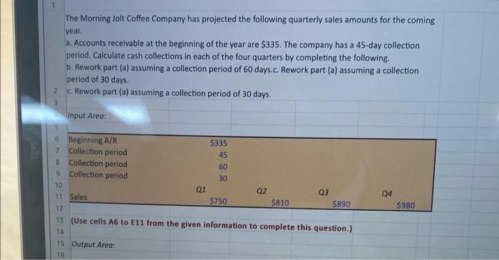 put in excel formula for each square please The Morning Jolt Coffee