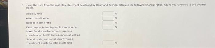  b. Using the data from the cash-flow statement developed by Harry