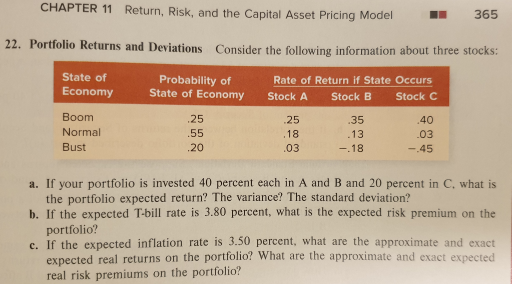  CHAPTER 11 Return, Risk, and the Capital Asset Pricing Model 365