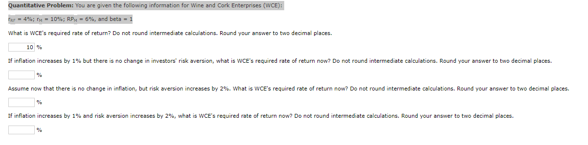 Quantitative Problem: You are given the following information for Wine and Cork