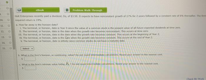  0 10. 11. cilook . Problem Walk Through Holt Enterprises recently