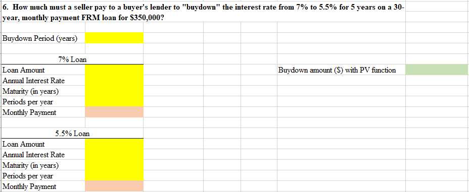provide the answer in the green highlight cell with the excel function