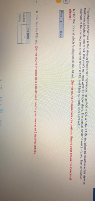  use this formula The market consensus is that Analog Electronic Corporation