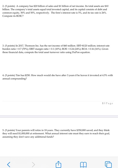  2. (5 points) A company has $20 billion of sales and