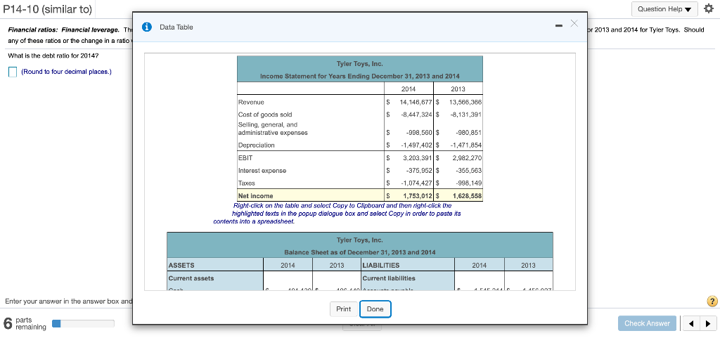 P14-10 (similar to) Question Help Y O Data Table br 2013