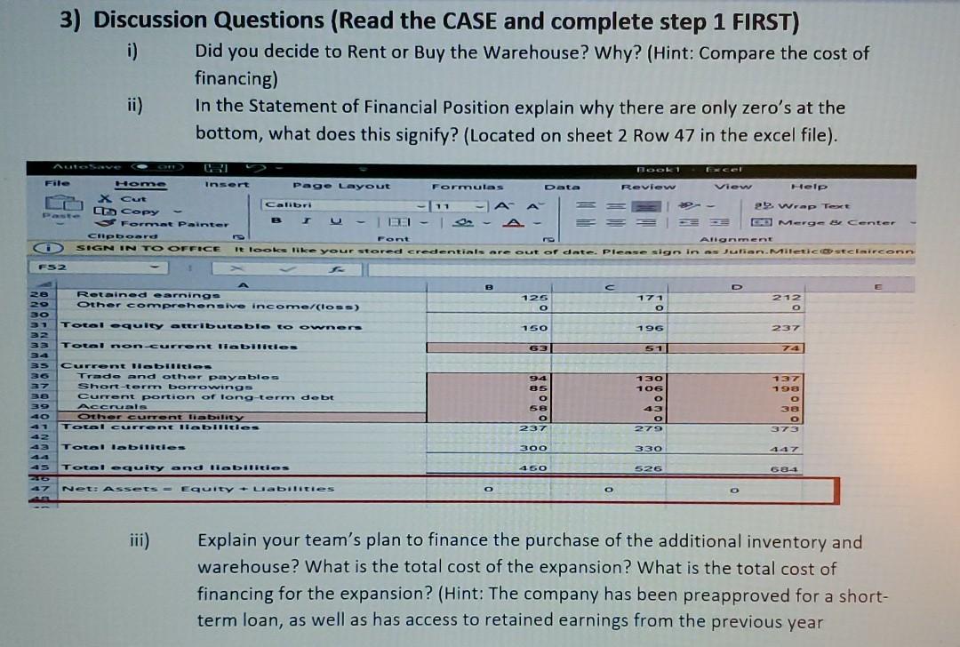 the information contained in the Case to fill out the Excel Document