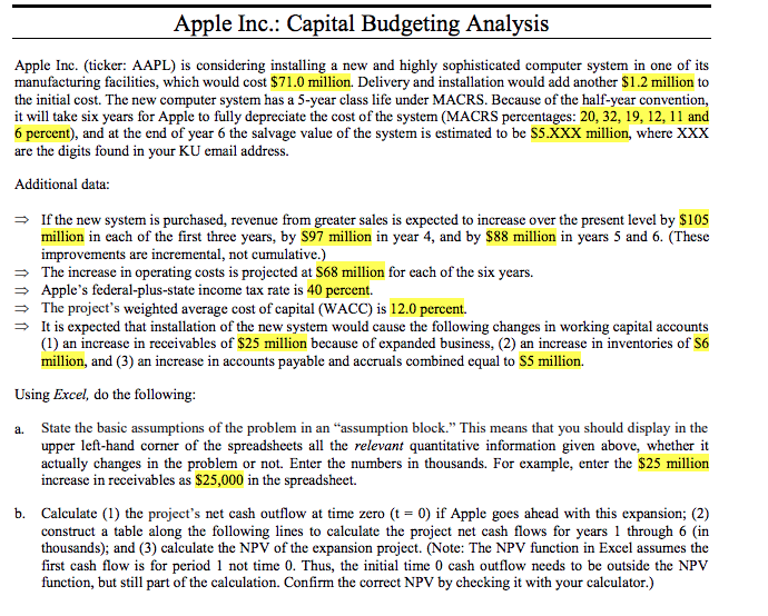  This assignment needs to be formatted with multiple spreadsheet tabs. Apple