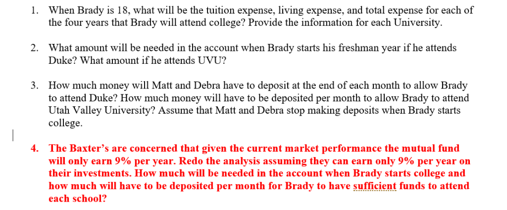JUST NEED FORMULAS TO #4. PLEASE SHOW WORK, I HAVE TO TURN
