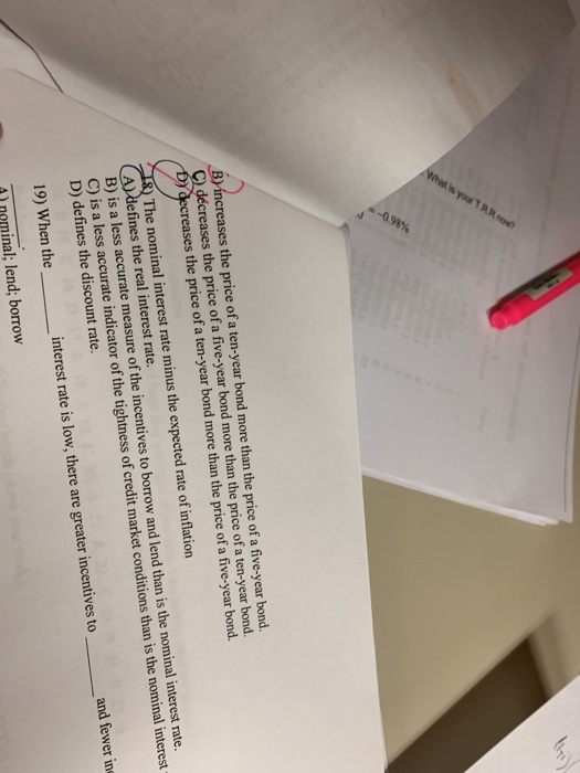 el D) 25 percent 5 17) An equal decrease in all bond